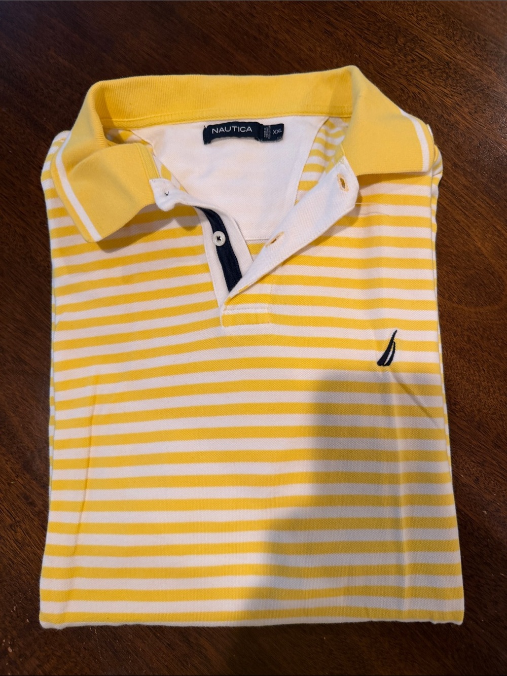 Nautica Mens Yellow & White Striped Polo